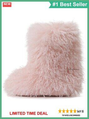 Faux Fur Mid-Calf Snow Boots Slip-On Furry Winter Platform Boots